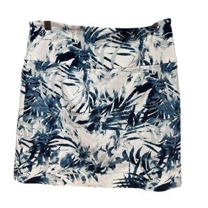 Tropical Blue‎ and White Mini Skirt with built in shorts
